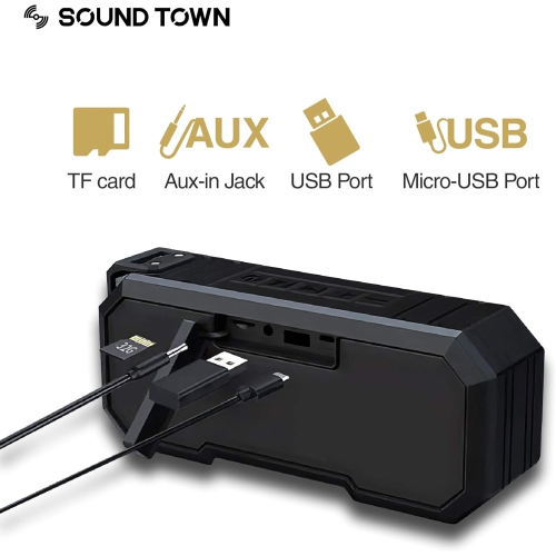 Haut-parleur Bluetooth TWS portatif, étanche IPX7, son stéréo, lumière LED, microphone intégré pour les appels et chargeur portable, adapté pour la