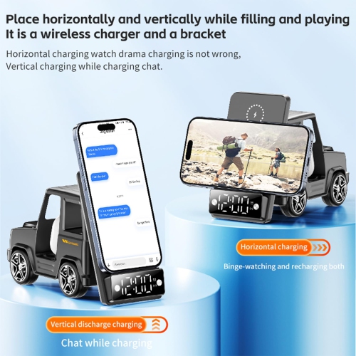 Creative Car-Shaped Wireless Charging 15W Fast Charging for iPhone Series 6-in-1 Charging Mat for Multiple Devices One-Step Wireless Charging Solution