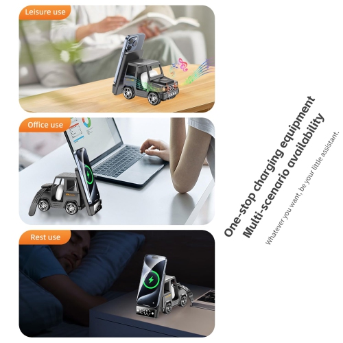 Creative Car-Shaped Wireless Charging 15W Fast Charging for iPhone Series 6-in-1 Charging Mat for Multiple Devices One-Step Wireless Charging Solution