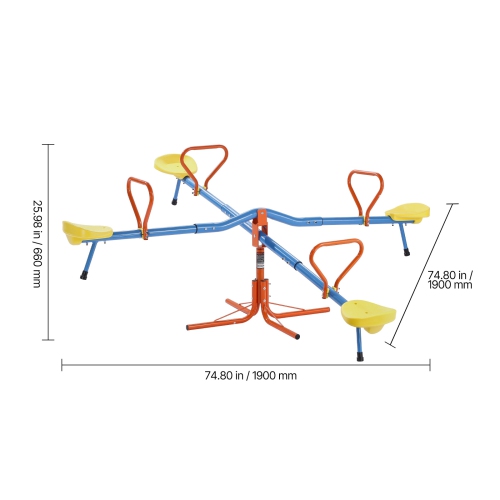 VEVOR 4 Seats Kids Seesaw, 110 lbs Load Capacity per Seat, Sit and Spin Teeter Totter with 4-prong Support Legs, Swiveling 360 Degrees Rotating for