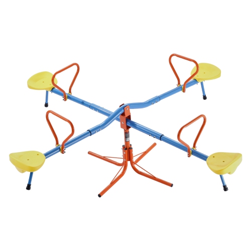 VEVOR 4 Seats Kids Seesaw, 110 lbs Load Capacity per Seat, Sit and Spin Teeter Totter with 4-prong Support Legs, Swiveling 360 Degrees Rotating for