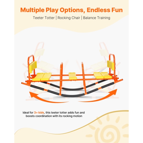 VEVOR 200 lbs Load Capacity Kids Seesaw,Metal Rocking Teeter Totter with Handles, Toddler Seesaw for Children Aged 3+, Kids Outdoor Playground