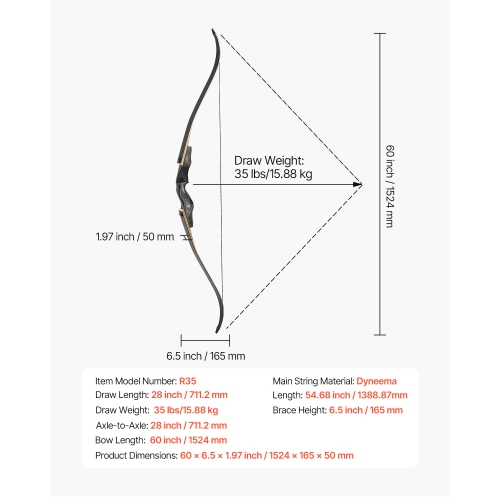 VEVOR 60 inch Recurve Bow and Arrows Kit, Wooden Takedown Bows, Right Handed Ergonomic Archery Recurve Bow Package, Longbow for Outdoor Target,