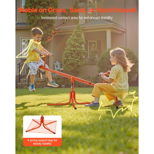 VEVOR Kids Seesaw, 100 lbs Load Capacity per Seat, Sit and Spin Teeter Totter with 4-prong Support Legs, Playground Equipment, Swiveling 360 Degrees