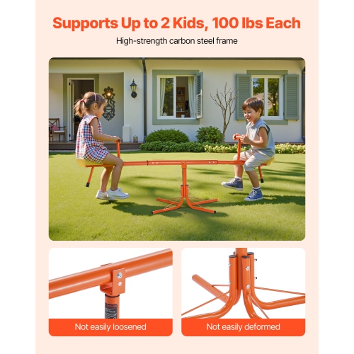 VEVOR Kids Seesaw, 100 lbs Load Capacity per Seat, Sit and Spin Teeter Totter with 4-prong Support Legs, Playground Equipment, Swiveling 360 Degrees