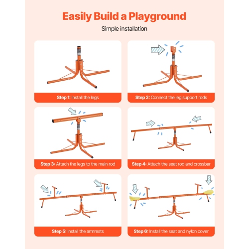VEVOR Kids Seesaw, 100 lbs Load Capacity per Seat, Sit and Spin Teeter Totter with 4-prong Support Legs, Playground Equipment, Swiveling 360 Degrees