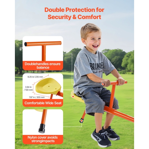 VEVOR Kids Seesaw, 100 lbs Load Capacity per Seat, Sit and Spin Teeter Totter with 4-prong Support Legs, Playground Equipment, Swiveling 360 Degrees