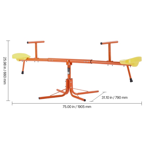 VEVOR Kids Seesaw, 100 lbs Load Capacity per Seat, Sit and Spin Teeter Totter with 4-prong Support Legs, Playground Equipment, Swiveling 360 Degrees