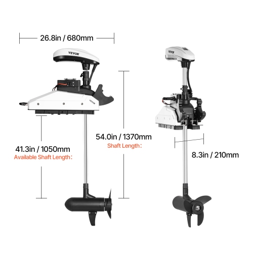 VEVOR 12V 55lbs Electric Trolling Motor, Thrust with GPS, 10-Speed Bow Mounted Saltwater Outboard Boat Motor with Remote Control & LCD Battery