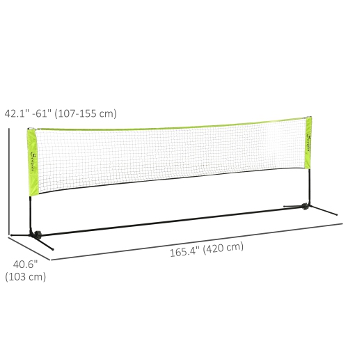 Soozier Portable Badminton Net, 14ft Volleyball Net, Foldable and Height Adjustable with Carry Bag, for Tennis, Badminton and Pickleball, Court Beach