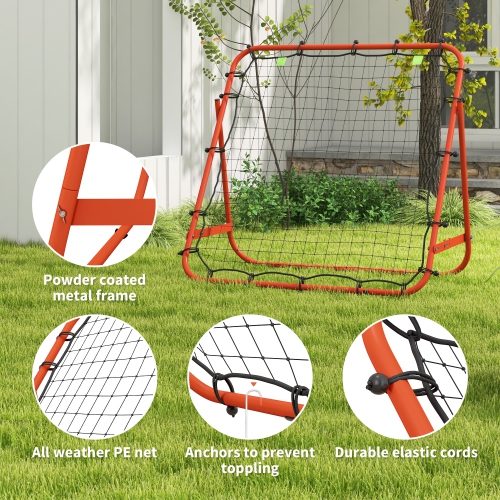 Soozier Adjustable Soccer Rebounder, Volleyball Rebounder Net, Baseball Volleyball Training Equipment Aid for Kickback Target Goal Play, for Kids