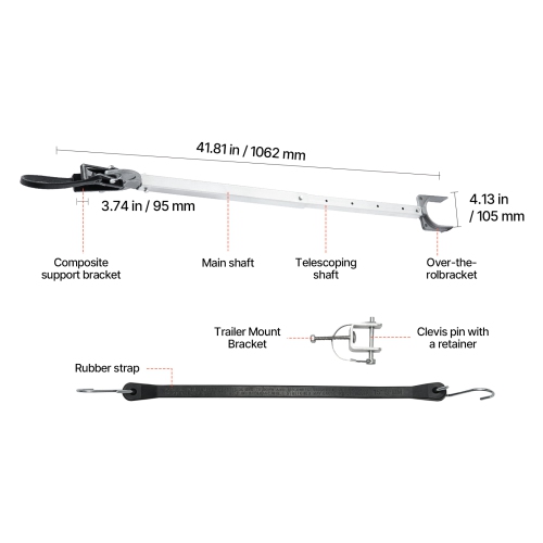 VEVOR 24-36 in Transom Saver,Adjustable Boat Transom Saver with Composite Head,Corrosion-Resistant Easy-to-Install Transom Savers for Less Than 100