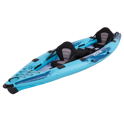 VEVOR 2-Person Inflatable Kayak, Inflatable Recreational Kayak 700LBS Capacity, Leak & Puncture-Resistant with Padded Seat, PVC Drop-Stitch Floor, 2