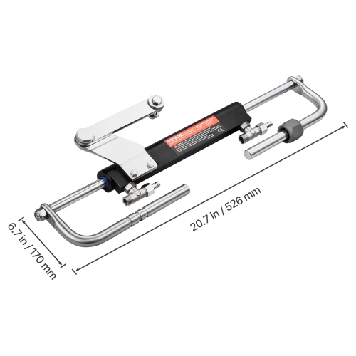 VEVOR 90HP Hydraulic Outboard Steering Kit, Marine Boat Hydraulic Steering System with 13.5-inch Steering Wheel, Helm Pump, Hydraulic Cylinder & 2PCS
