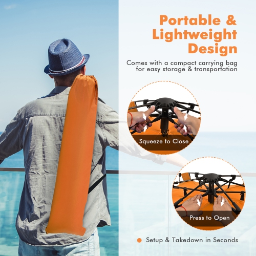 Tente de plage relevable facile pour 3-4 personnes avec facteur de protection UV portatif de 50+ de Costway