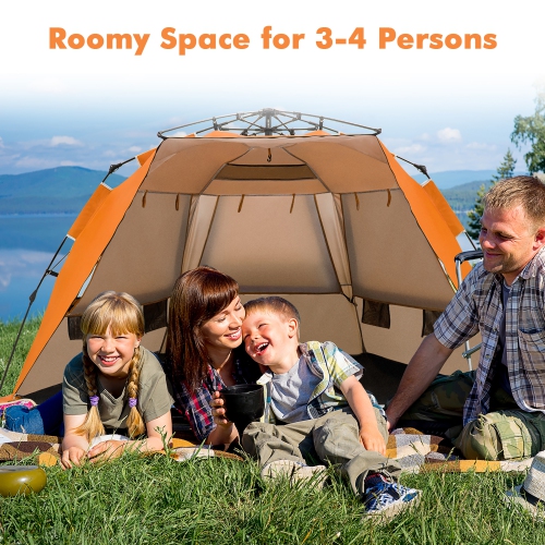 Tente de plage relevable facile pour 3-4 personnes avec facteur de protection UV portatif de 50+ de Costway