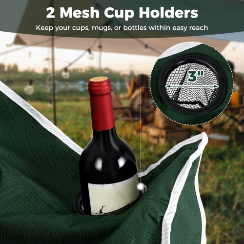 Chaise de camping double Duo de Costway avec accoudoirs Porte-gobelets Sac de transport Chaise de pelouse robuste