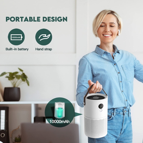 Air Purifier, True HEPA Air Purifier with LED Screen Auto Mode& 3 Speeds, Night light, Portable Desktop Cleaner for Pet hair, Dust, Smoke, Mold