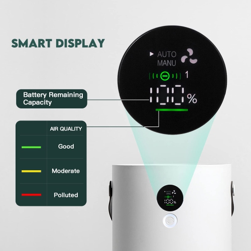 Air Purifier, True HEPA Air Purifier with LED Screen Auto Mode& 3 Speeds, Night light, Portable Desktop Cleaner for Pet hair, Dust, Smoke, Mold