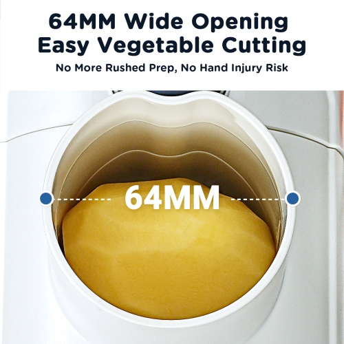 Electric Vegetable Cutter with Storage Box, Large Feed Chute for Whole Vegetables, 3 Inserts, Upgraded Quiet Motor
