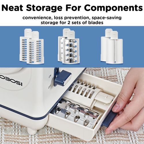 Electric Vegetable Cutter with Storage Box, Large Feed Chute for Whole Vegetables, 3 Inserts, Upgraded Quiet Motor