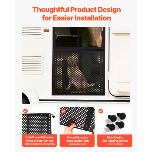 VEVOR 22 to 31.5inch RV Screen Door Protector,Adjustable Door Grille,Easy to Install, Reinforced Breathable Honeycomb Holes,Iron Camper RV Entry