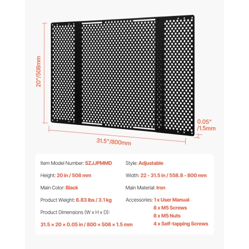 VEVOR 22 to 31.5inch RV Screen Door Protector,Adjustable Door Grille,Easy to Install, Reinforced Breathable Honeycomb Holes,Iron Camper RV Entry