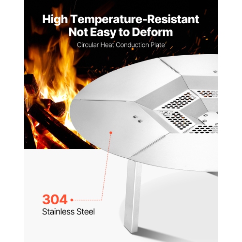 Déflecteur de chaleur pour foyer Solo Smart Yukon de Vveor 25 po, coupe ronde pour foyer à bois, diffuseur de chaleur en acier inoxydable