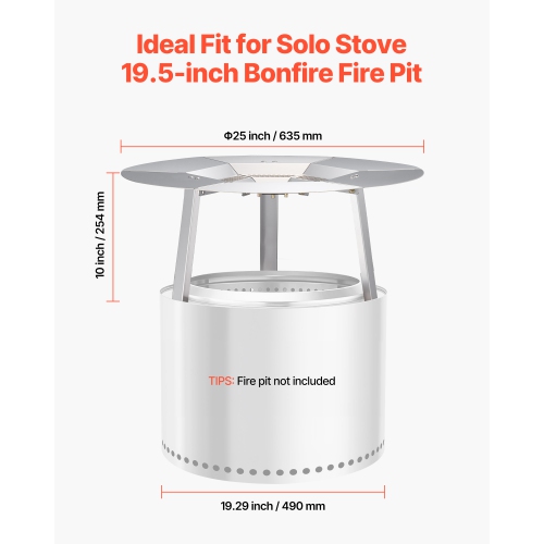 Déflecteur de chaleur pour foyer Solo Smart Yukon de Vveor 25 po, coupe ronde pour foyer à bois, diffuseur de chaleur en acier inoxydable