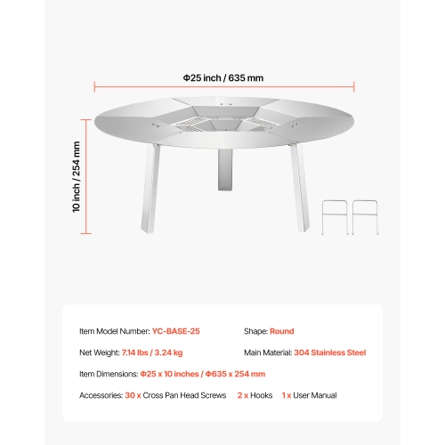 Déflecteur de chaleur pour foyer Solo Smart Yukon de Vveor 25 po, coupe ronde pour foyer à bois, diffuseur de chaleur en acier inoxydable