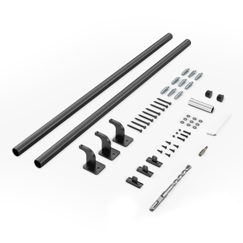 VEVOR 6ft Wall Mounted Stair Handrail, Pipe Staircase Handrail, Black Galvanized Aluminum, 1.26 inch Pipe Diameter, Indoor&Outdoor Staircase