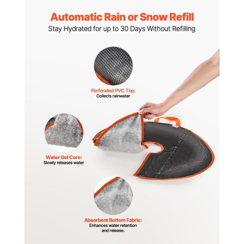 VEVOR 4 Packs 10 Gallons Tree Watering Rings,Self-Watering Tree Bags, Slow Release Tree Irrigation Bags up to 30 Days, Heavy Duty Automatic Drip