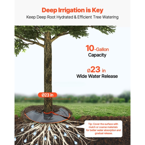 VEVOR 4 Packs 10 Gallons Tree Watering Rings,Self-Watering Tree Bags, Slow Release Tree Irrigation Bags up to 30 Days, Heavy Duty Automatic Drip