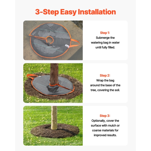 VEVOR 4 Packs 10 Gallons Tree Watering Rings,Self-Watering Tree Bags, Slow Release Tree Irrigation Bags up to 30 Days, Heavy Duty Automatic Drip