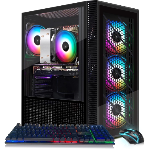 STGAubron Gaming PC Computer Desktop, AMD Ryzen 5 5500G up to 4.2G, Radeon RX 580 8G Graphics, 16G DDR4, 1TB SSD, WIN11H