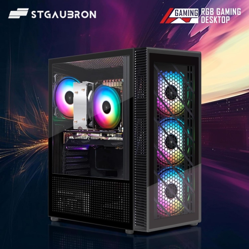 STGAubron Gaming PC Computer Desktop, AMD Ryzen 5 5500G up to 4.2G, Radeon RX 580 8G Graphics, 16G DDR4, 1TB SSD, WIN11H