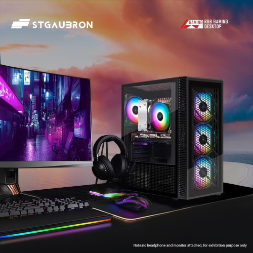 STGAubron Gaming PC Computer Desktop, AMD Ryzen 5 5500G up to 4.2G, Radeon RX 580 8G Graphics, 16G DDR4, 1TB SSD, WIN11H