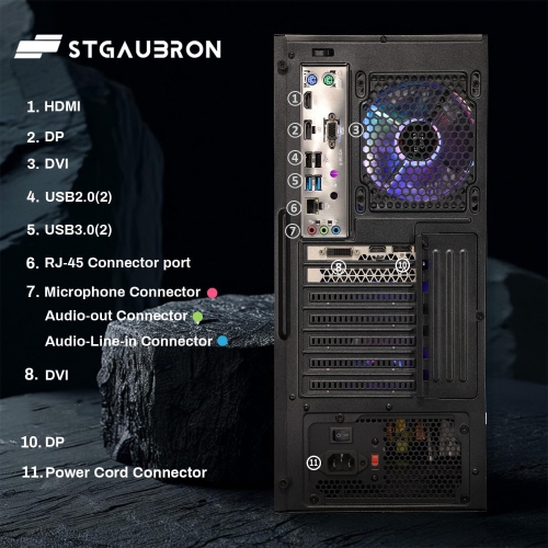 STGAubron Gaming Desktop PC, Intel Core i7 8th Gen up to 4.1Ghz, Radeon RX 5700 8G Graphics, 16G DDR4, 512G SSD, WIN11H