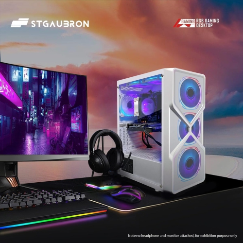 STGAubron Gaming PC Computer Desktop, AMD Ryzen 5 5500G up to 4.2G, GeForce RTX 2060 6G, 16G DDR4 RAM, 1TB SSD, WIN11H