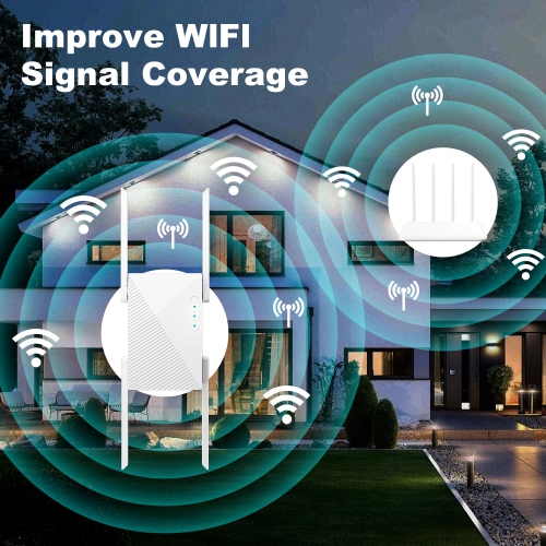 WiFi Extender Signal Booster Coverage, Dual Band 2.4GHz & 5GHz Internet Boosters, Easy Setup, Eliminate Dead Zones for Home, Office, Multi-Story