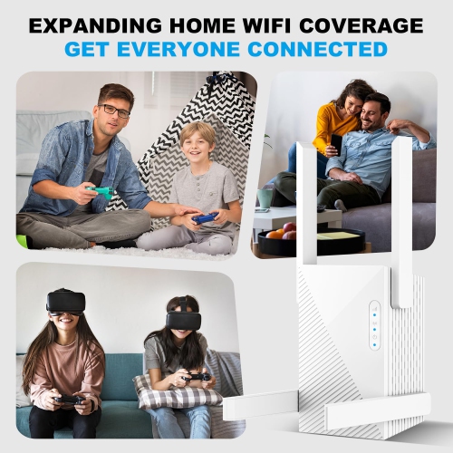 WiFi Extender Signal Booster Coverage, Dual Band 2.4GHz & 5GHz Internet Boosters, Easy Setup, Eliminate Dead Zones for Home, Office, Multi-Story