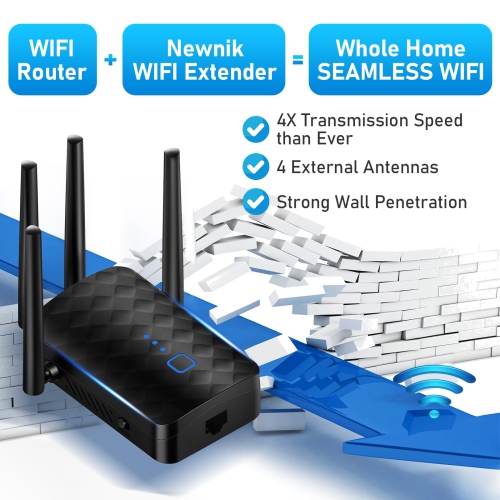 WiFi Extender Signal Booster for Home, Covers Up to 10000 Sq.ft and 36 Devices, 1200Mbps WiFi Booster, Dual Band 5.8GHz&2.4GHz, 1.2Gbps Home Signal