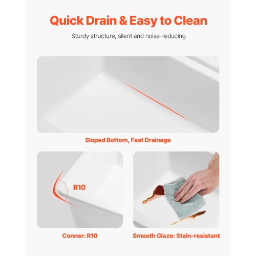 VEVOR 33x19 inch Farmhouse Sink, White Sink Workstation, Fireclay Topmount Undermount Basin, Drop-In Single Bowl Basin with Multiple Accessories,
