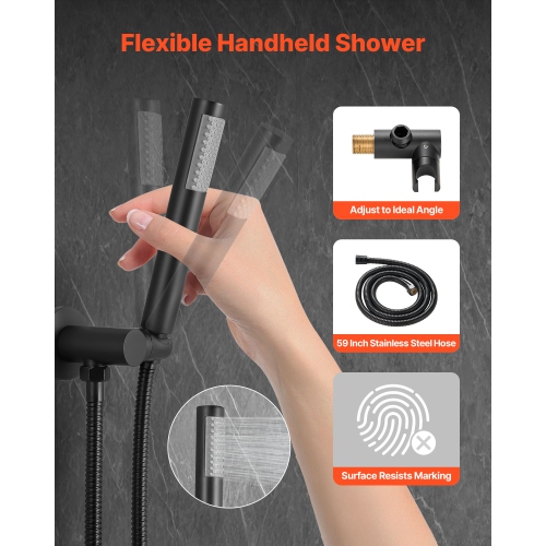 VEVOR Shower Faucet Set,Rainfall Bathroom Shower System with 10-Inch Round Rain Shower Head and Handheld Spray, Wall Mounted Bath Fixtures with Brass