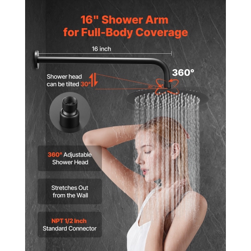VEVOR Shower Faucet Set,Rainfall Bathroom Shower System with 10-Inch Round Rain Shower Head and Handheld Spray, Wall Mounted Bath Fixtures with Brass