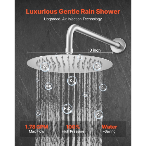 VEVOR Shower Faucet Set, Rainfall Bathroom Shower System with 10-Inch Round Rain Shower Head and Handheld Spray, Wall Mounted Bath Fixtures with