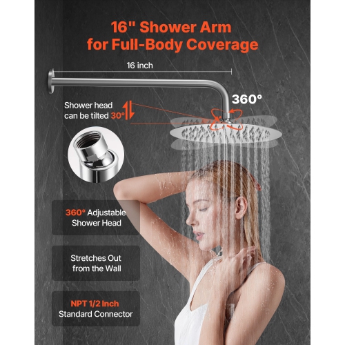 VEVOR Shower Faucet Set, Rainfall Bathroom Shower System with 10-Inch Round Rain Shower Head and Handheld Spray, Wall Mounted Bath Fixtures with