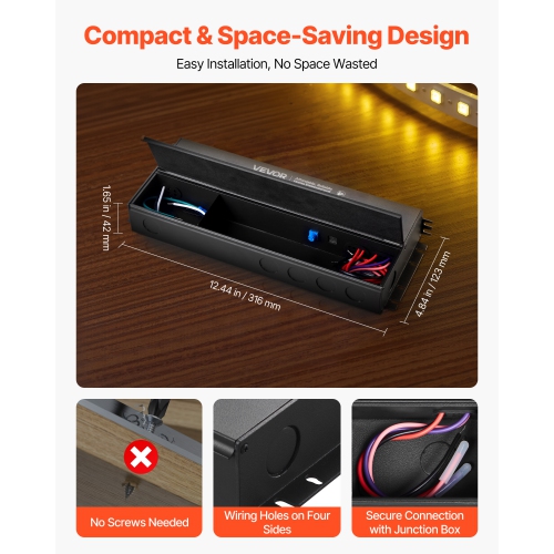 VEVOR 24V 288W Dimmable LED Driver,Triac/ELV/MLV AC to DC Power Supply Transformer for LED Strip Light, Smooth Flicker-Free Dimming,Compatible with