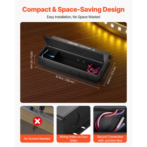 VEVOR 24V 150W Dimmable LED Driver,Triac/ELV/MLV AC to DC Power Supply Transformer for LED Strip Light, Smooth Flicker-Free Dimming,Compatible with