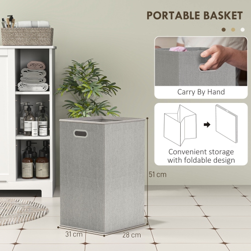HOMCOM Laundry Cabinet with Removable Basket, Tilt Out Laundry Hamper with Adjustable Shelf and Open Compartments, Modern Bathroom Storage Cabinet,